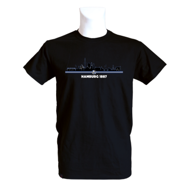 T-Shirt B 'Skyline' retro, schwarz