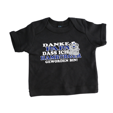 Baby-T-Shirt 'Danke Papa...`, schwarz
